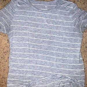 Medium grey and white striped crew t-shirt